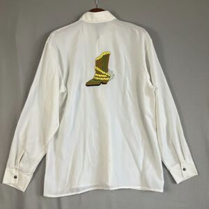 Western Max Mens Shirt White Size XL‎ Western Embroidered Cowboy Boot Roping NWT